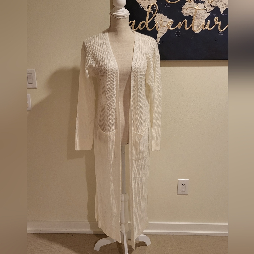 Cream Open Cardigan Duster